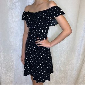Zara Woman Black & White Polka Dot Dress XS